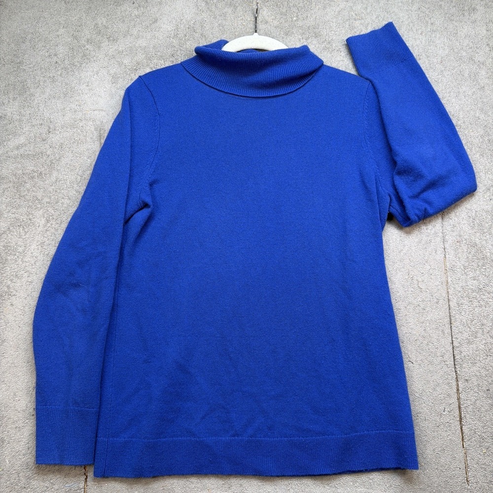 Talbots Cashmere Turtleneck Sweater Blue Women's Medium Classic Workwear